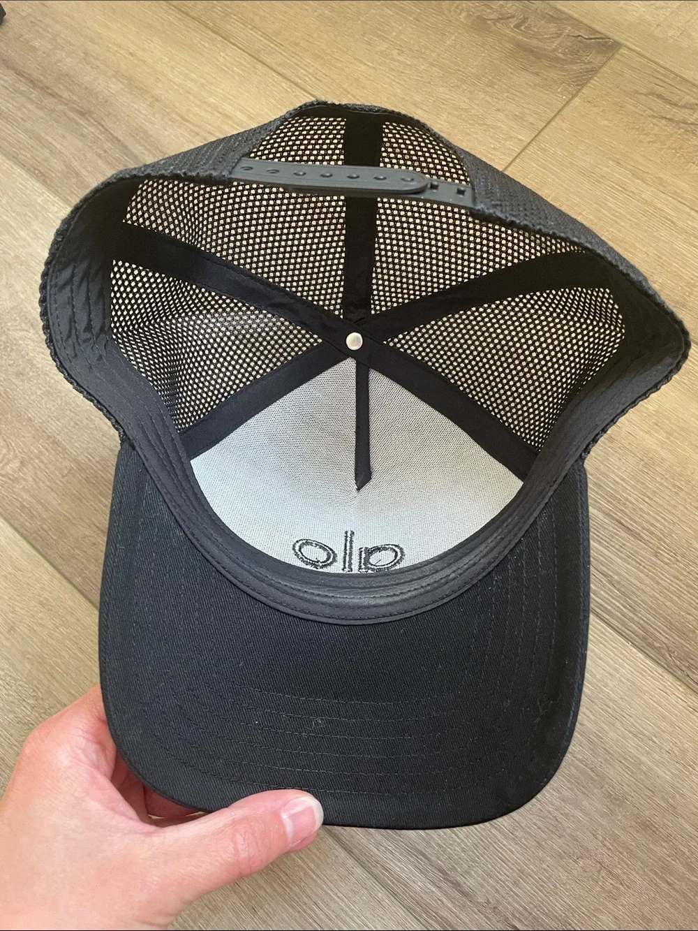 ALO Yoga Black Trucker Hat with Embroidered 'alo' Logo
